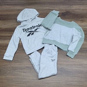 Boys Gray Reebok Hoodie & Jogger Outfit and Sweatshirt SIZE: 5, 4/5